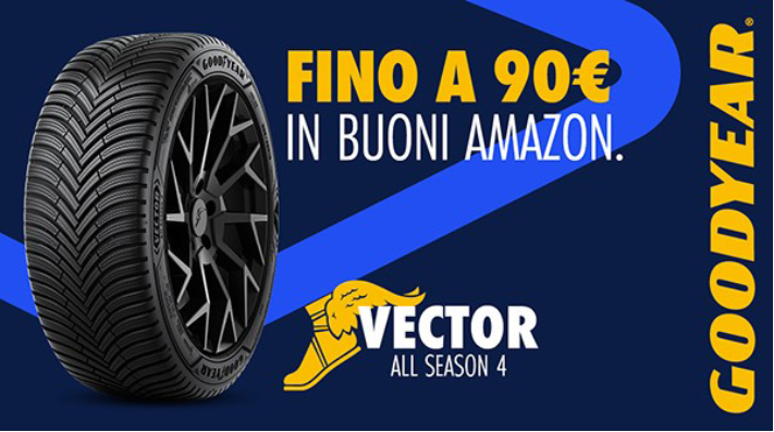 Goodyear Vector All Season 4 — fino a 90 euro in buoni Amazon